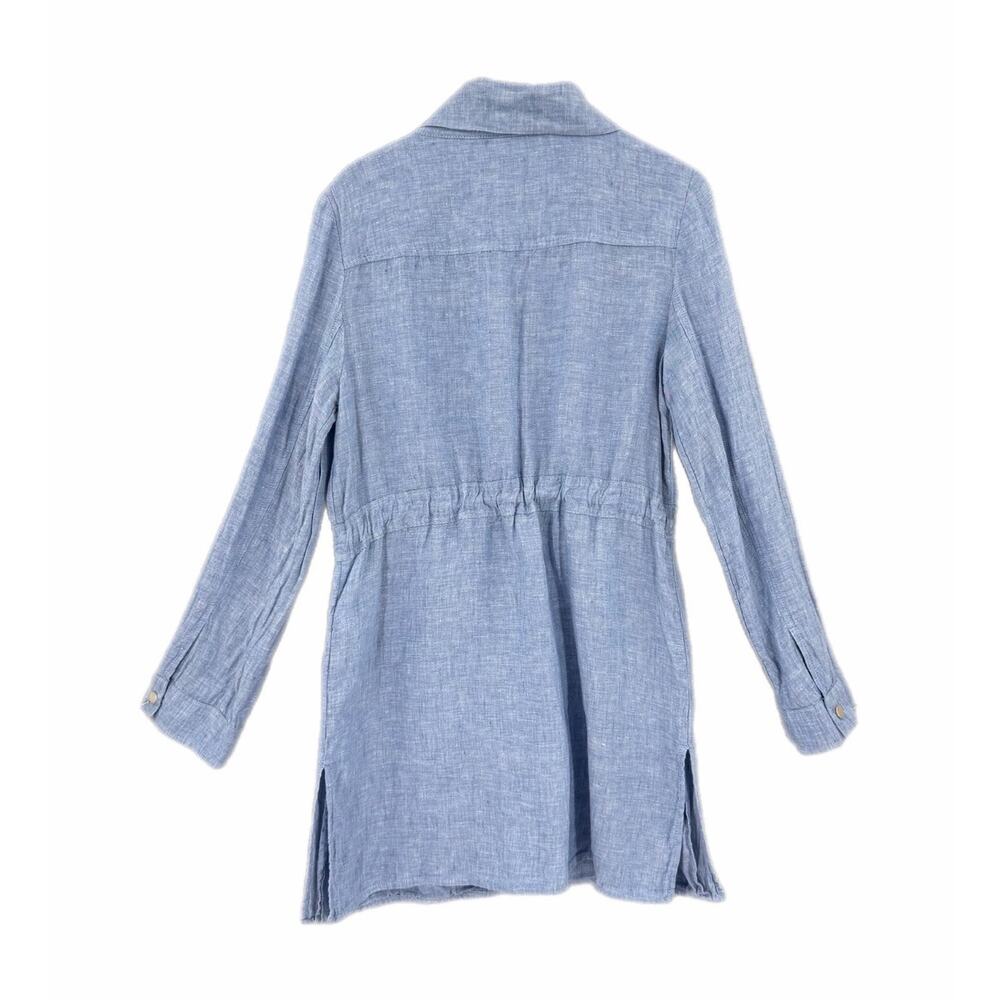Chico’s Sz 0 Blue Breathable Linen Lightweight Beachy Nautical Utility Dress - Picture 7 of 12